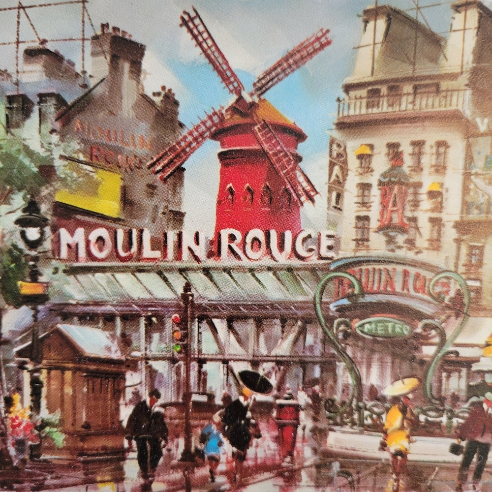 Moulin Rouge Art  Print ~ Parisian Street Scene Paris France Colorful!